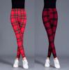 Women Plaid Leggings Girl Slim Cropped Trousers High Elasticity Skinny Casual Pants