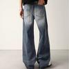 American Retro Loose Dirty Dyed Old Jeans Men's and Women's Design Sense Niche Cat Whisker Casual Straight Wide-leg Pants