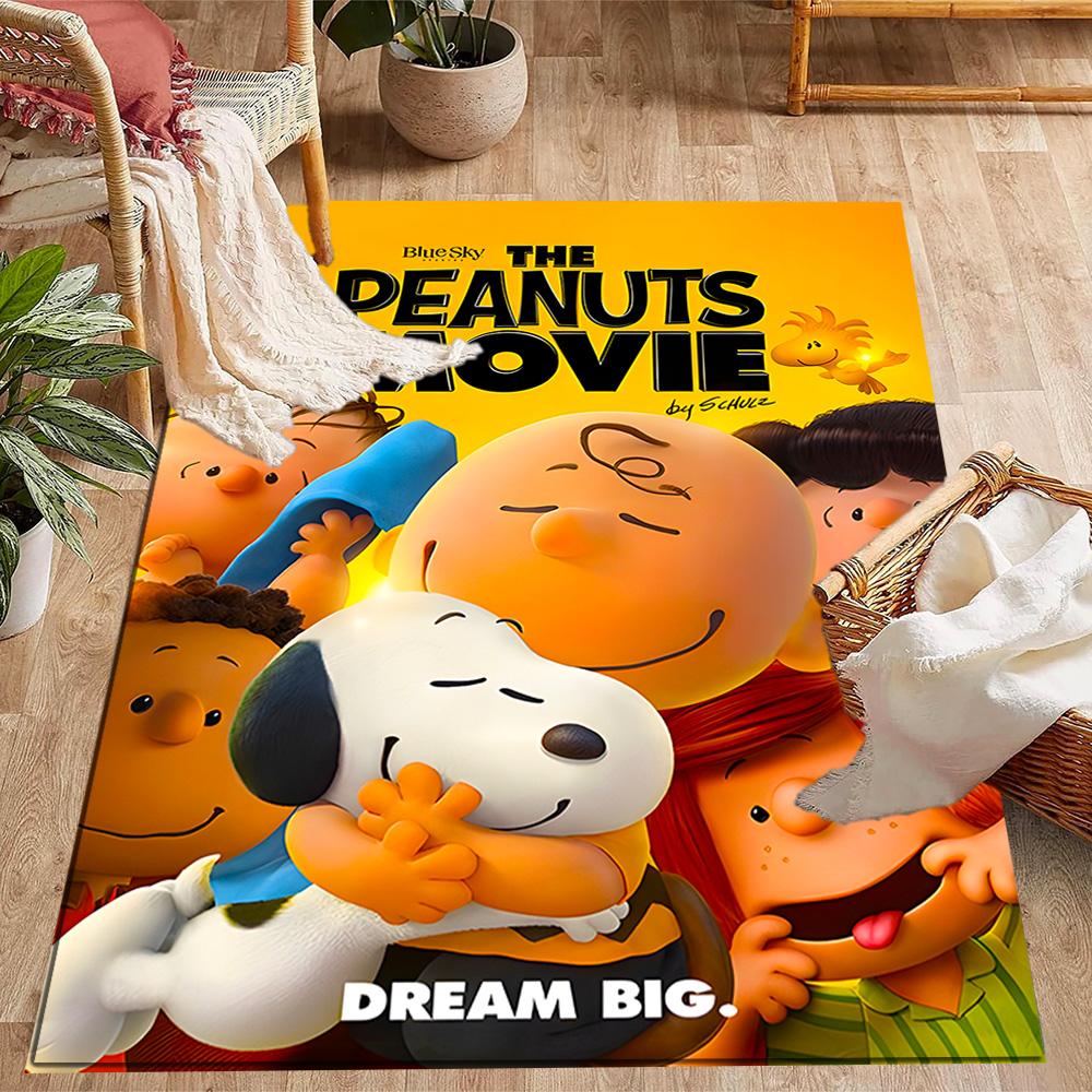 Snoopy's Peanuts Gang Themed Anti-Slip Rugs - Polyester Home Decor, Suitable for Bedrooms, Living Rooms, Doorways, Studios, and Decorations