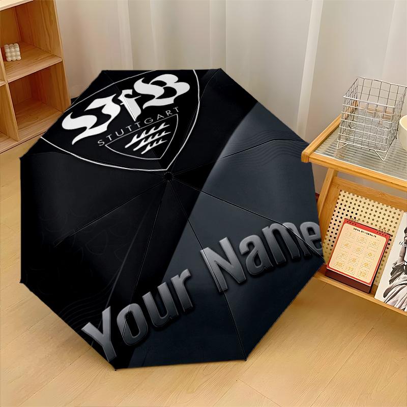 VfB Stuttgart FC Automatic 3‑Fold Umbrella 8‑Rib Windproof Folding Umbrella Sun Rain Protection For Outdoor Travel Daily Use