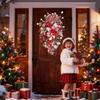 2025 Christmas Door Wreath Red And Candy Cane Teardrop Ornaments With Balls For Home Outdoor Decoration Christmas Flower