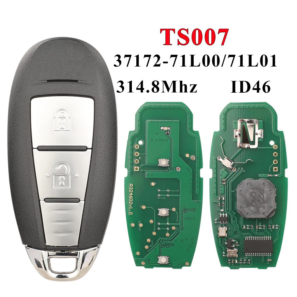 

jingyuqin TS007 Smart Remote Key 2 Button 314.8MHz PCF7952 ID46 for Suzuki Swift SX4 Vitara 2010 2011 2012 2013 2014 2015 2016 2 Buttons