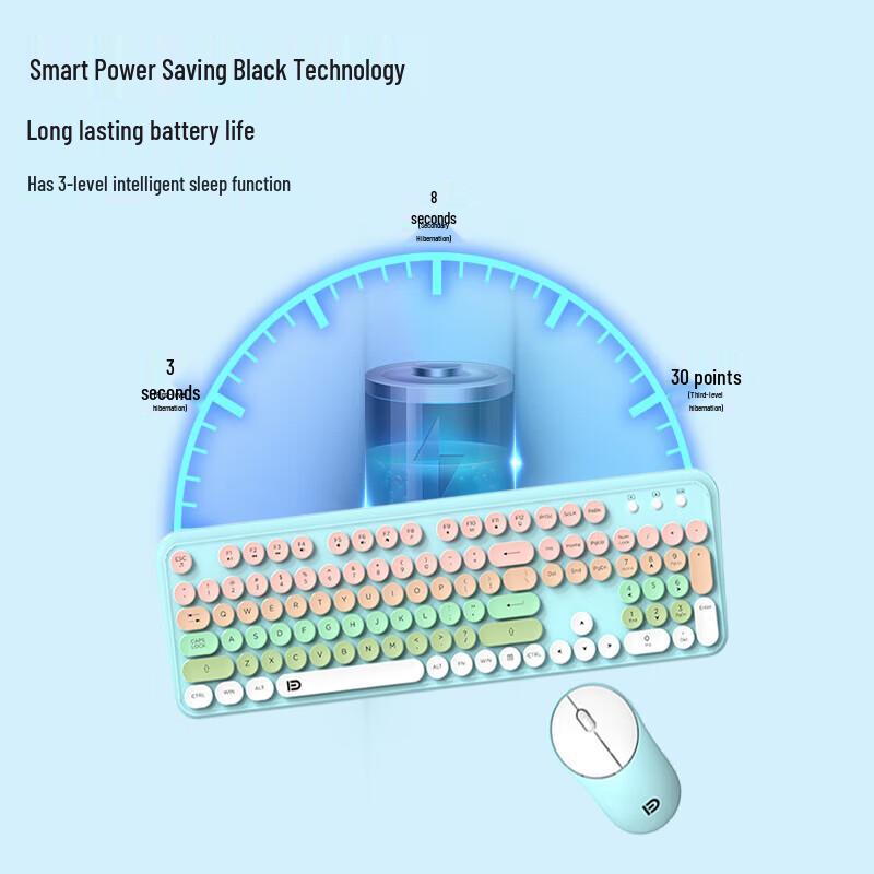 Fude EK8870 Retro Wireless Keyboard Mouse Set