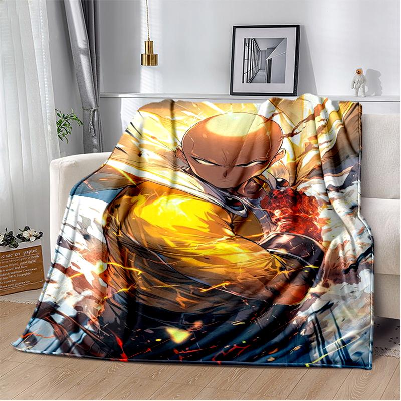 3D One Punch Man Saitama Cartoon Anime Soft Blanket,Soft Throw Blanket for Home Bedroom Bed Sofa Travel Cover Child Gift