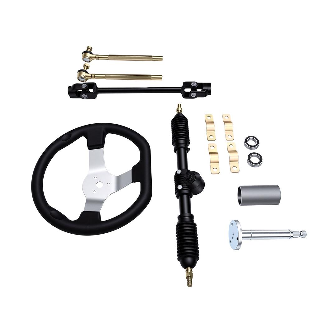 270mm Steering Wheel Kit with 380mm Steering Shaft 440mm Rack and Pinion 150mm Steering Column 80mm Sleeve for Go Kart