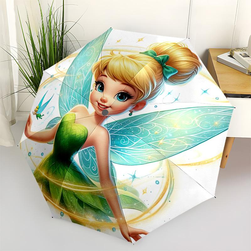 

Tinkerbell, Fairy Themed Automatic Opening and Closing Umbrella, Brightly Colored 8-rib Portable Umbrella, Suitable for Men and Women, A Perfect Gift