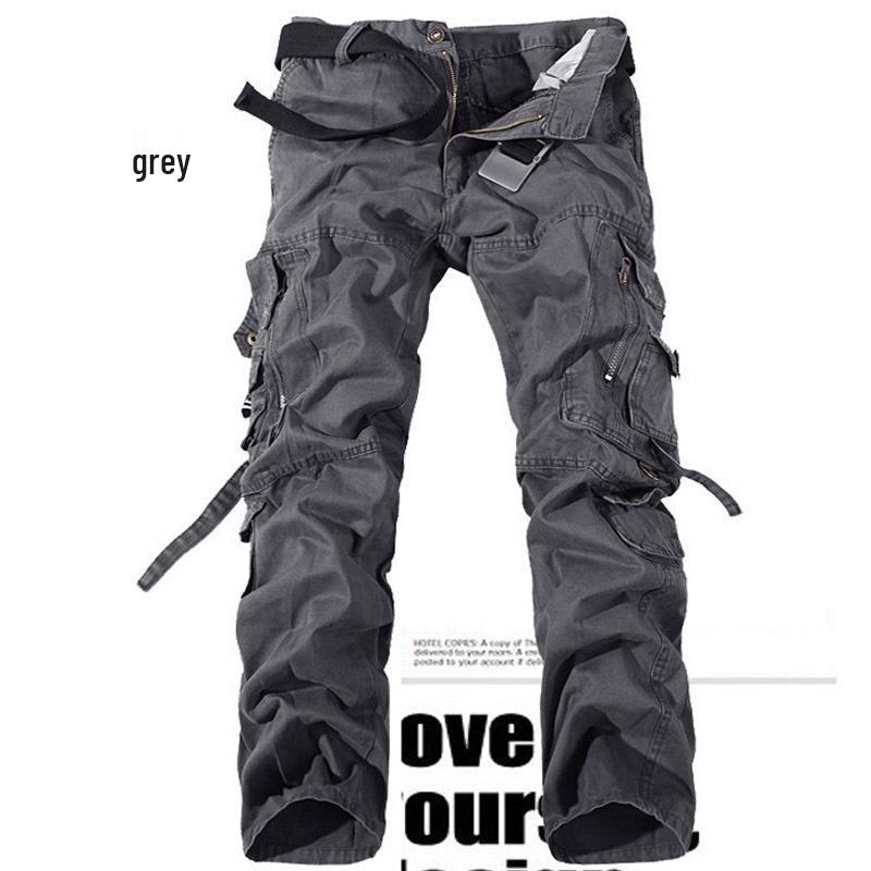 Herren Casual Multi-Pocket Washed Arbeitshose, Übergröße, Outdoor-Stil, Europäisches und Amerikanisches Design