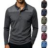 Men's Casual Vintage Lightweight Long Sleeve Polo Shirt Plus Size Long Sleeve Turn Down Collar Shirt for Everyday Wear