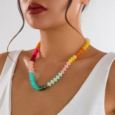 Y2K Vintage Choker Bohemian Style Colorful Beads Clavicle Chain Handmade Statement for Women