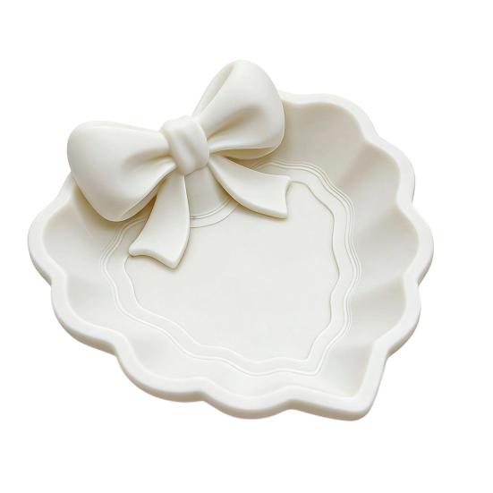 3D Printed Bow Jewelry Shape Ring Tray Heart Dish белый