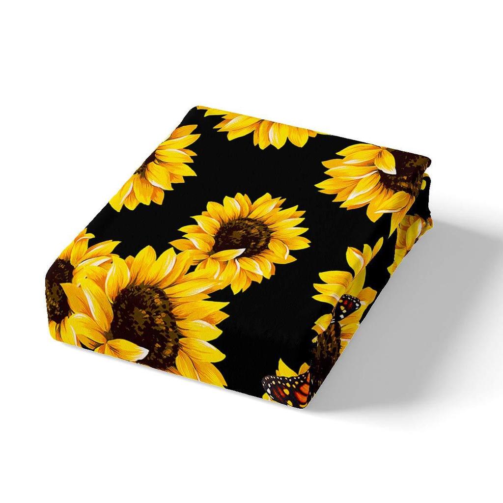 Sunflower Three-Piece Quilt Cover 3D Digital Printing Bedding Set Flower Butterfly Bed Cover