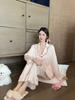 Ice silk girl homewear Xiaoxiangfeng French lace long-sleeved pajamas homewear new ice silk long-sleeved suit