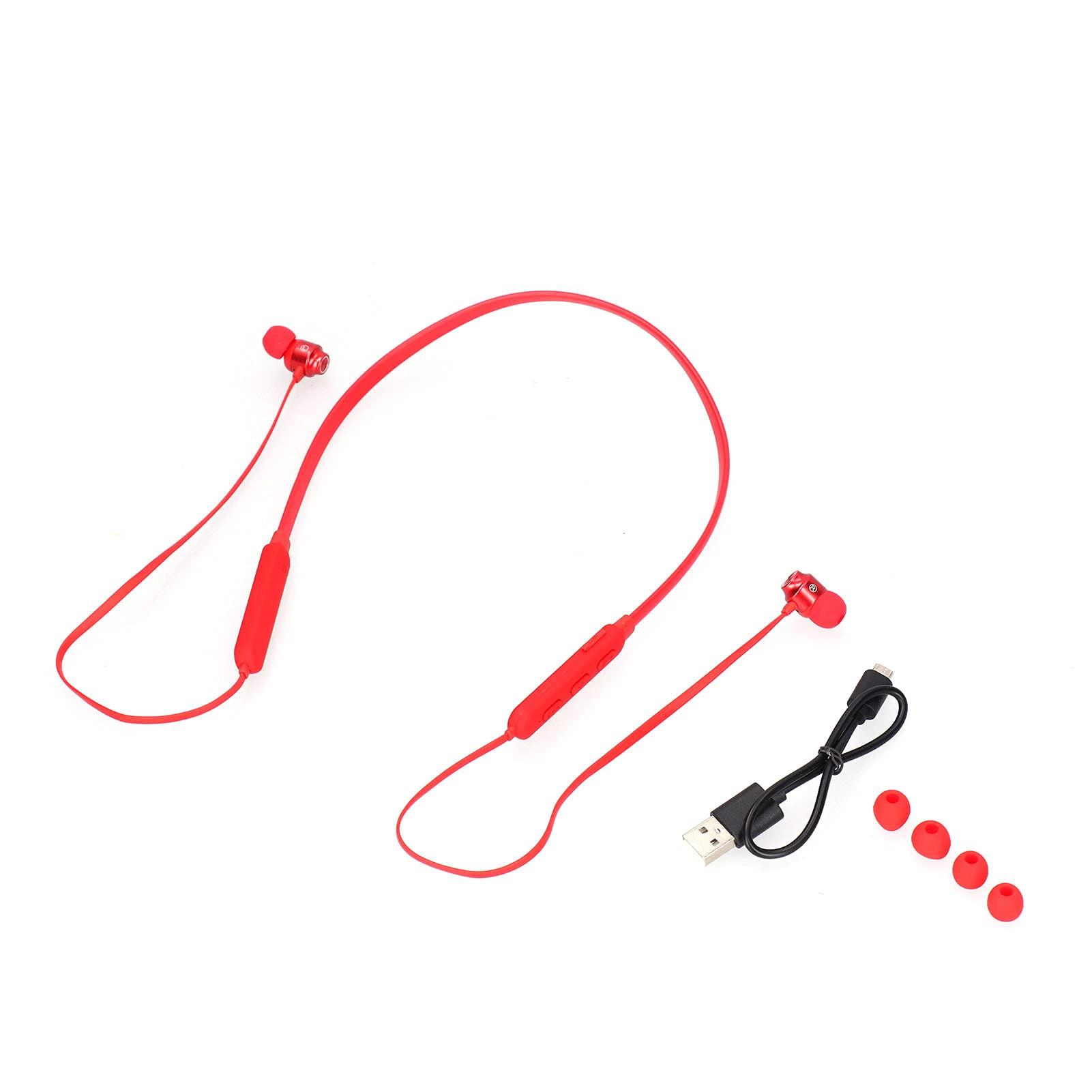 

Earphones Neckband Headset, Noise Reduction Portable with Compatible Neck Headphones with Long Battery Life Painless for Exercise Sports (Red)