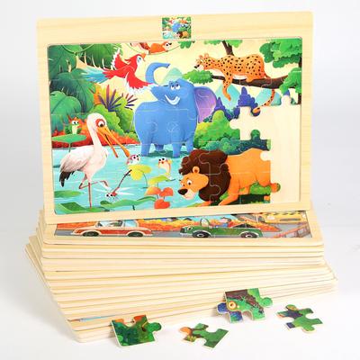 Drewniane 40-elementowe puzzle dla dzieci, zwierzęta, dinozaury, kreskówkowe drewniane płaskie puzzle dla niemowląt, zabawki edukacyjne do wczesnej edukacji