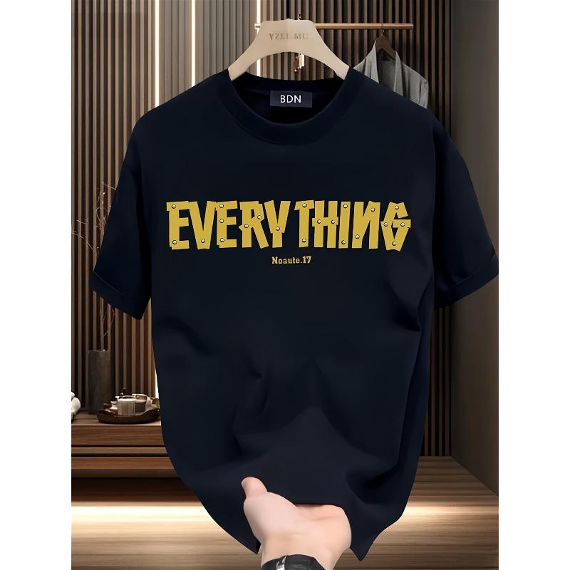 European Size Fashion Brand Printed Short-sleeved T-shirt for Men in Summer Heavy Korean-style Japanese-style Printed Versatile Tops for Men