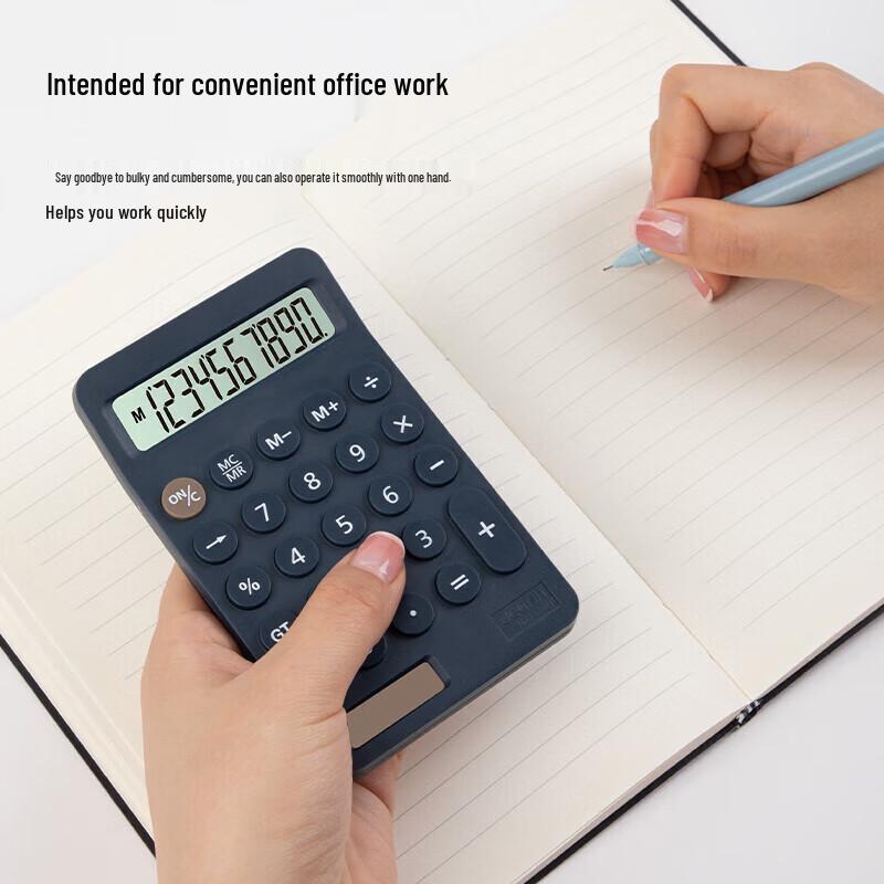 Deli 10-Digit Dual Power Portable Calculator