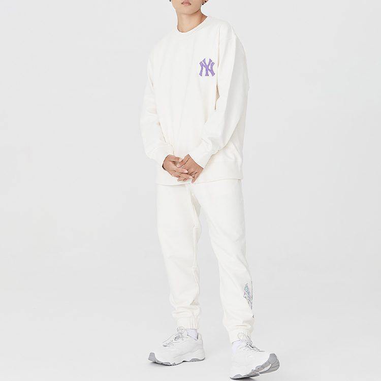 MLB Cashew Flower Sweatshirts Unisex Ecru Crew Neck Moderate Regular 3AMTI0126-50CRS