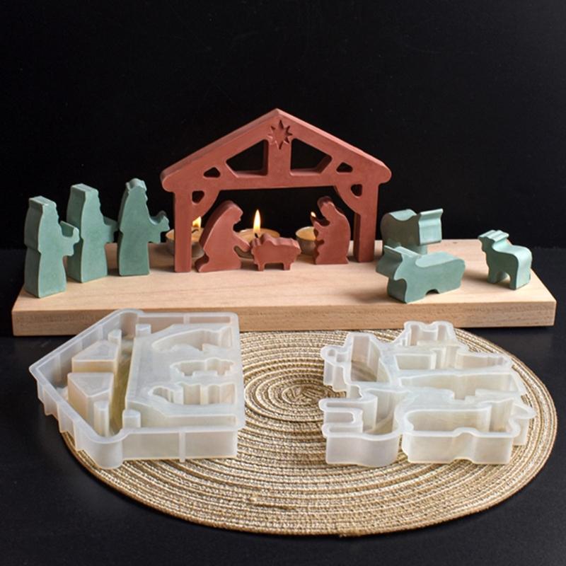 Set of 2 Creative Silicone Mold Featuring Prayer Pattern Suitable for Craft Lover Present for Hand-Making Desk Decors