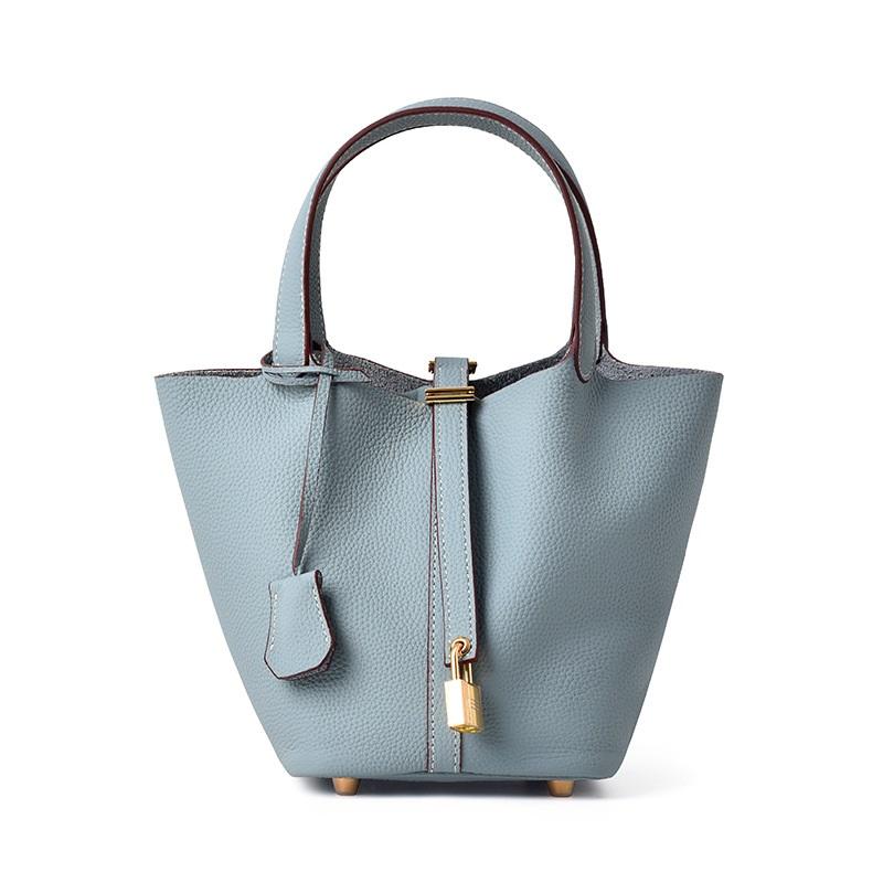 High End Leather Bucket Bag Large Capacity Messenger Bag Female Vegetable Basket Handbag Mommy Bag Bridal Wedding Bag