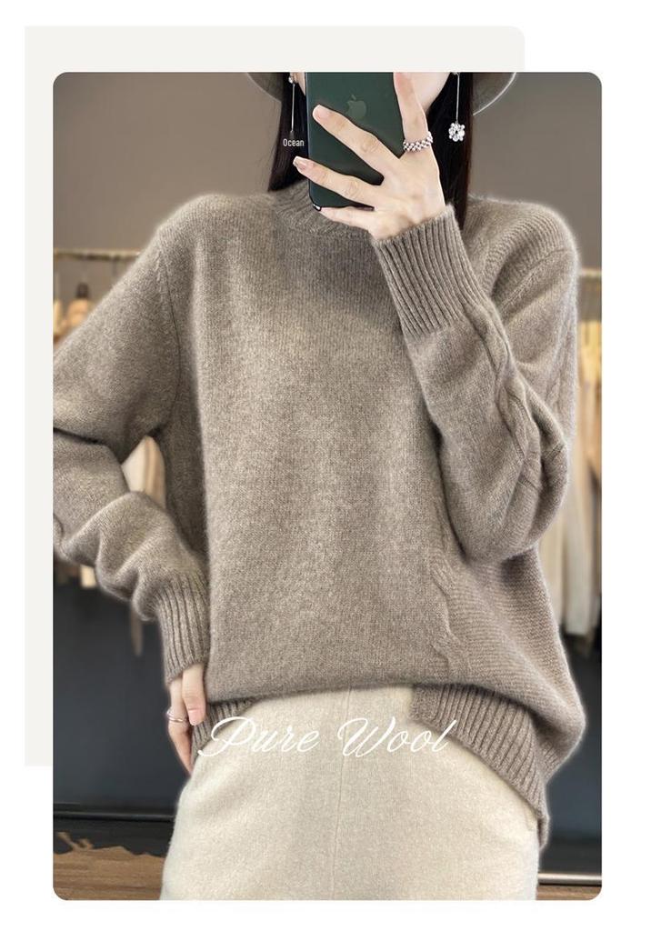 Elegant Loose-Fit Knitwear for Women - 2026 Autumn/Winter Slit Thickened Sweater