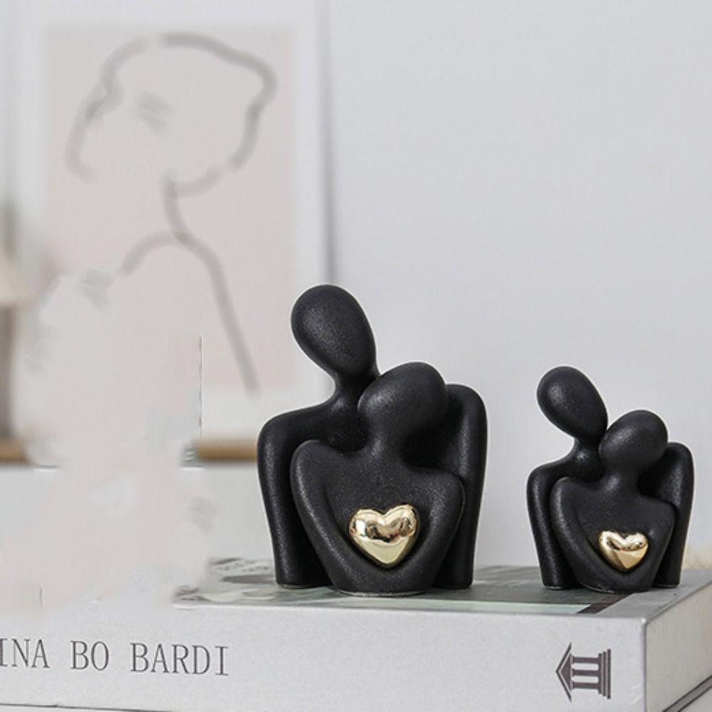 Ceramic Couples Embrace Statue Abstract Miniatures Figurine People Love Sculpture  Living Room
