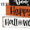 Decorative Seasonal Gifts Halloween Ghost Decoration, Wooden Sign Tiered Tray Ornament, Farmhouse Flexible Layered Wood Blocks Tabletop Centerpiece