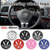ABS Carbon Fiber Pattern Car Logo Steering Wheel Decoration Sticker Accessories For VW Golf 5 6 Passat R Line Polo Gti Scirocco Xv4