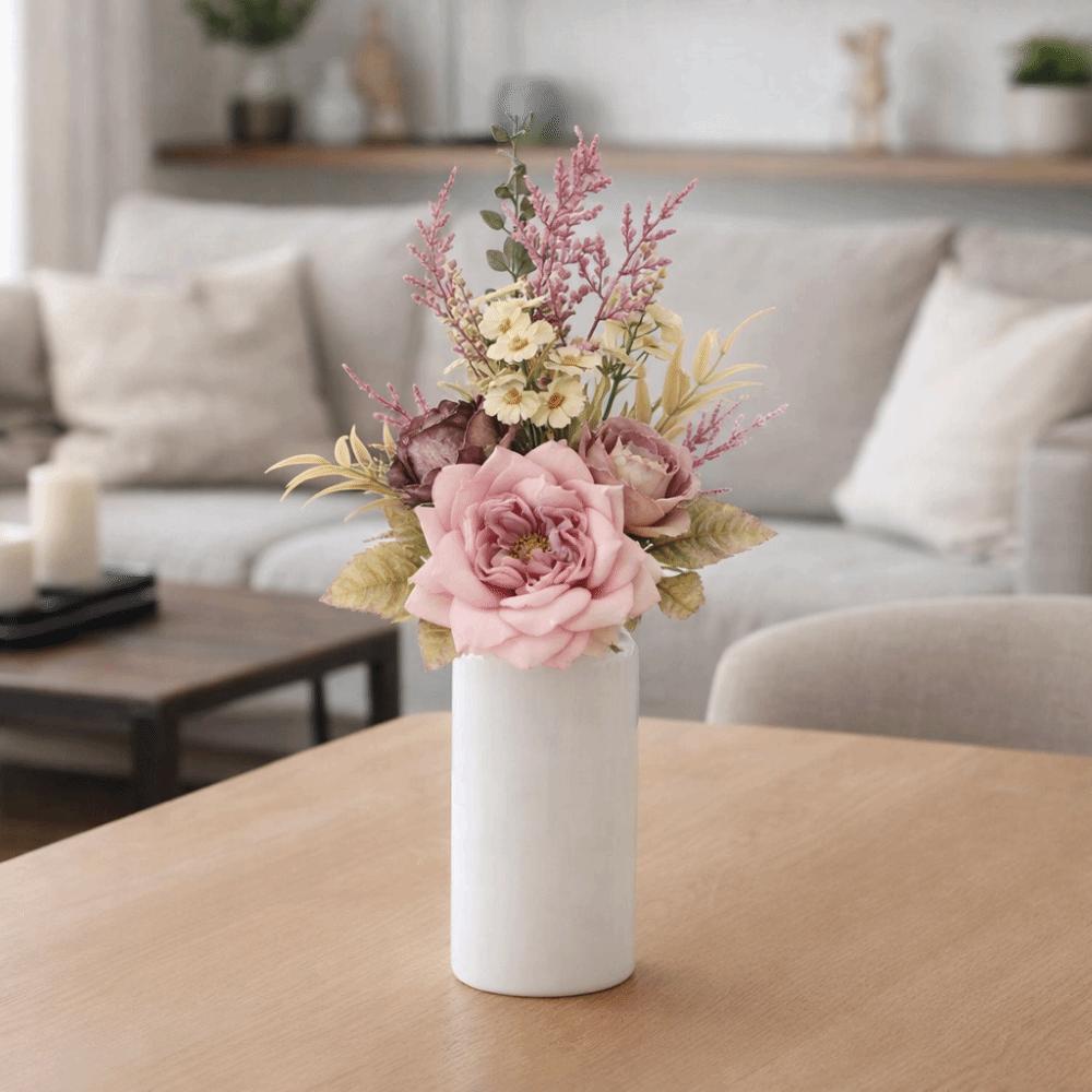 Handmade Fake Floral Bouquet Real Touch Silk Flower Arrangement Simulation Rose Flower  Living Room