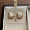 French Square Fritillary Piece Earrings Ice Cracked Warm Earrings Retro Elegant Earrings