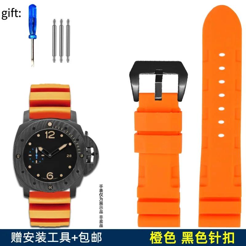 Watch Band For Panerai SUBMERSIBLE PAM 111 441 616 Soft Silicone Rubber 22mm 24mm Men Watch Strap Bracelet