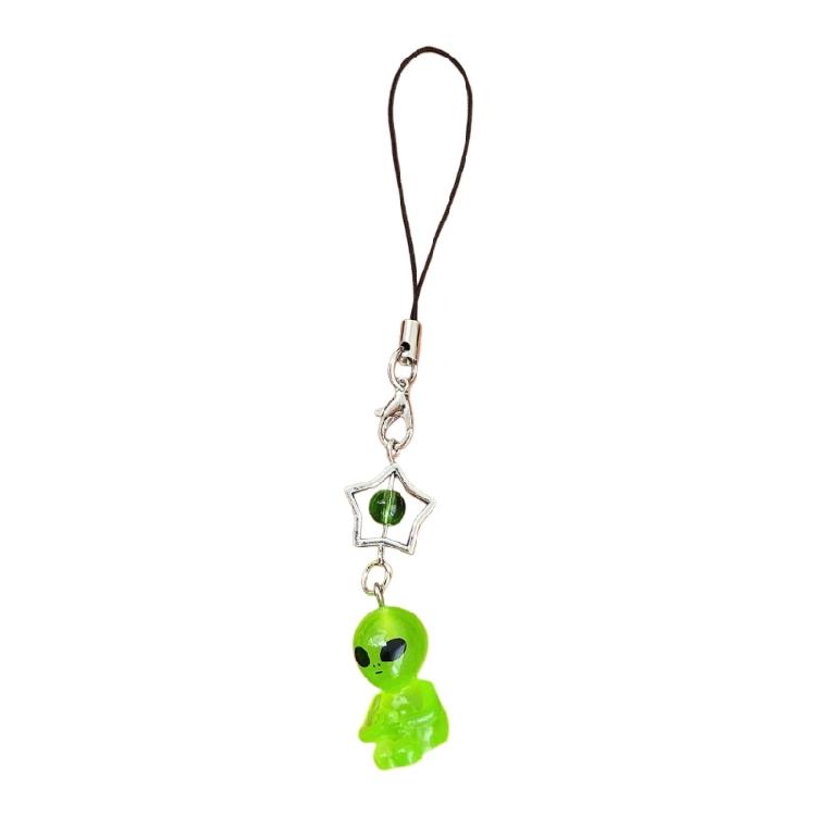 Miniature Alien Figure Keychain Glowing Resin Novelty Ornament for Bags And Keys Stylish Phone Accessory