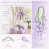 10Pcs Purple Curtain Tiebacks Polyester Hair Ties Elegant Tulip Flower Tassel  For Women