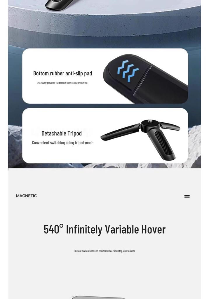Magnetic Selfie Stick with Rotating Tripod and Folding Phone Holder for Travel, Desktop, and Live Broadcast