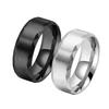 8MM Wide Mens Titanium Steel Ring Multi Faceted Edge Brushed Finish Minimalist Jewelry