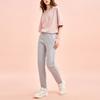 Anta Training Series Solid Color Logo Mid Waist Straight Leg Cuffed Sports Pants Women pants Gray Heather-Gray 962357301-2