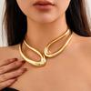 Übertriebene Geometrische Gedrehte Doppellagige Choker-Halskette für Damen Punk Luxus Heavy Metal Torques Halsbandkette Party Schmuck