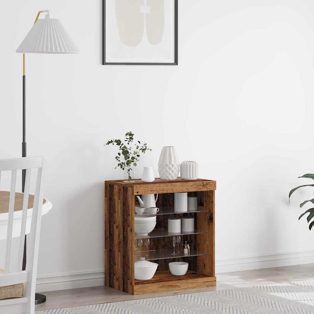 LED Sideboard in Rustic Wood Look 60.5 x 37 x 67 cm Particleboard