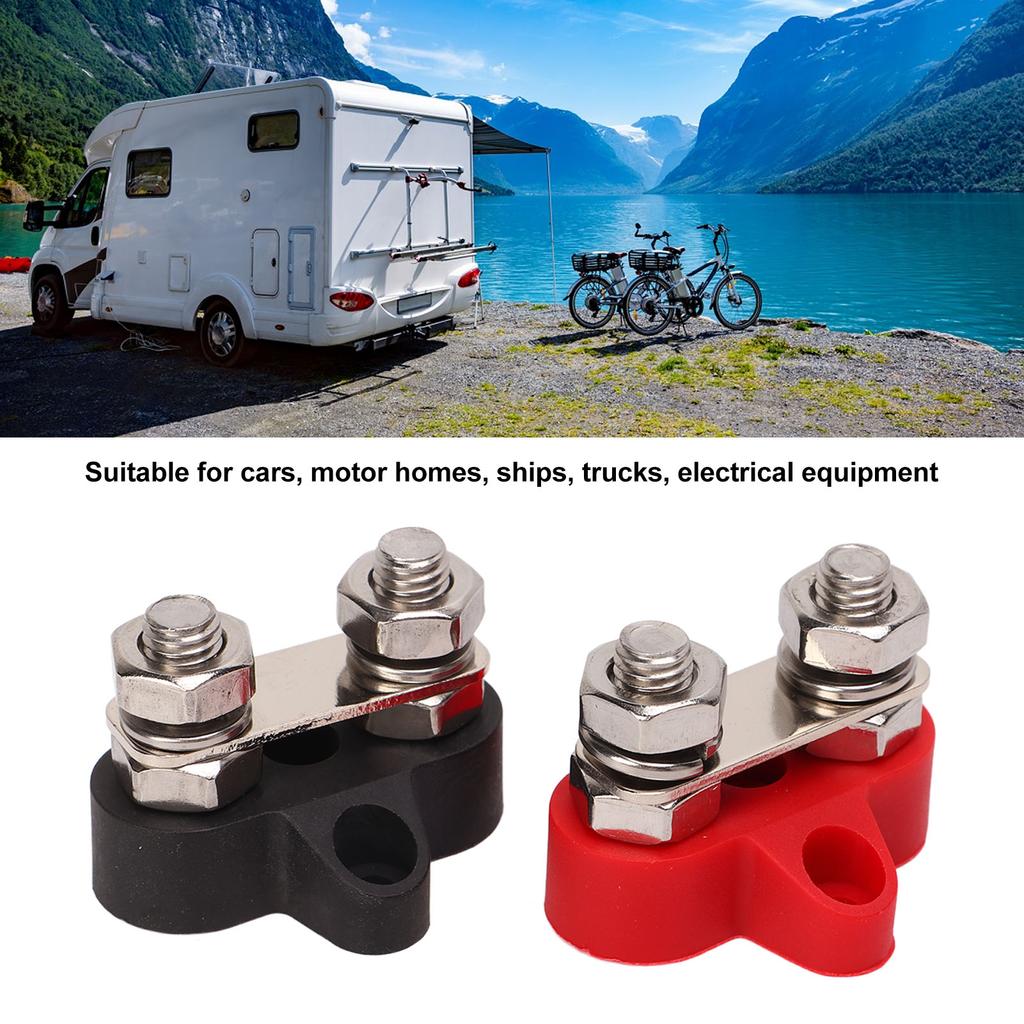 1 Pair 48V Battery Power Stud Stainless Steel Post Bus Bar Terminal Block for Truck RV Boat