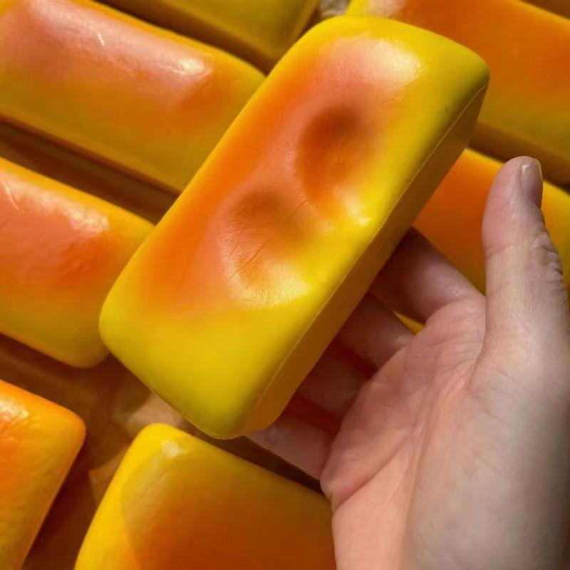 1Pcs Slow Rising Soft Squeeze Toy Food Shape Rice Cake Cheese Bread Anxiety Reliever Toy for Travel Time Kill