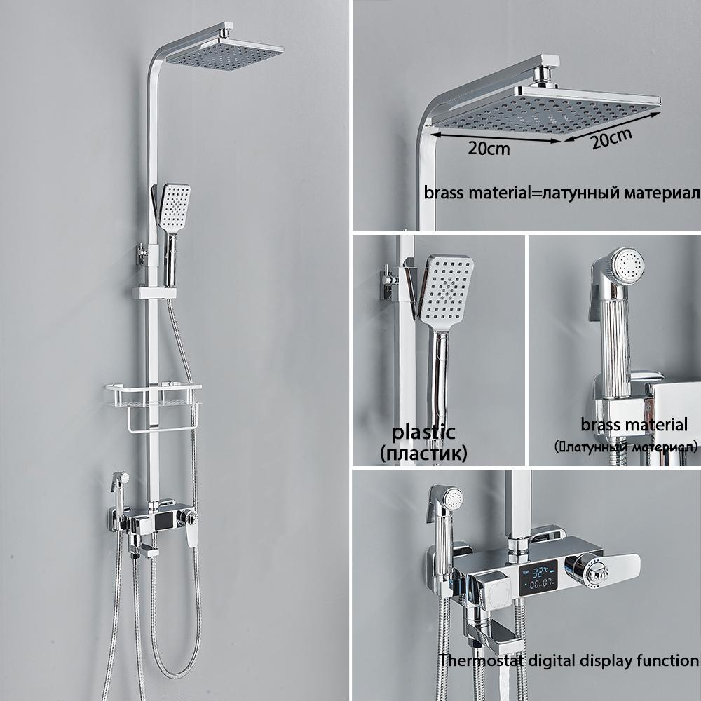 

Термостатический набор смесителей для душа с цифровым дисплеем Душевой смеситель Кран для душа Смеситель для ванны Смесители для душа Смеситель для биде