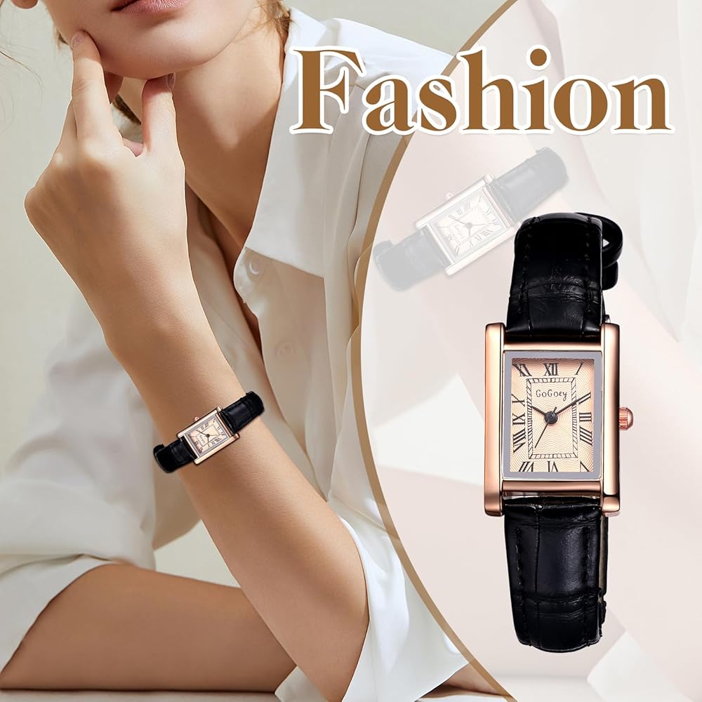 "Fashion Women's Analog Quartz Watch Silver Black Leather Strap Waterproof Antique Style"