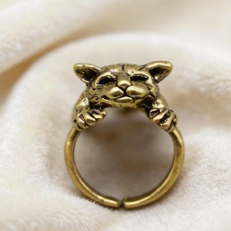 Cats Shaped Ring With Opening Feature Trendy Alloy Jewelry For Girls And Women Stylish Everyday Accessory