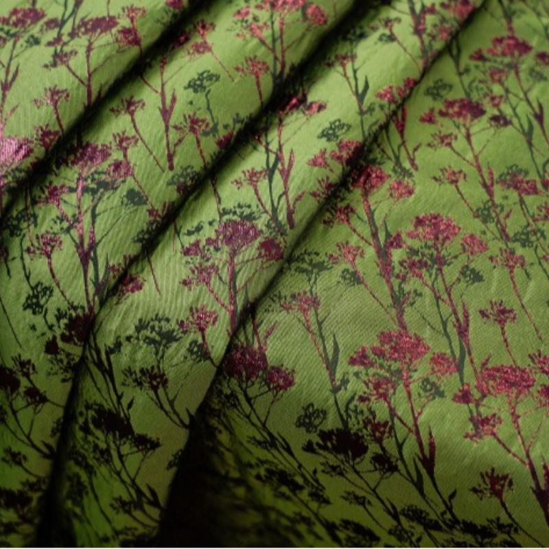 Bronze Gold Thread Green Jacquard Floral Fabric Spring Autumn Decorative Fabric for DIY Bags Dresses Skirts Coat