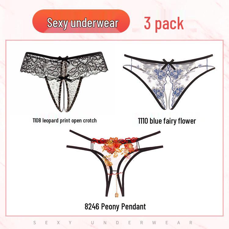 Seductive Japanese Lace Open Crotch Panties Set
