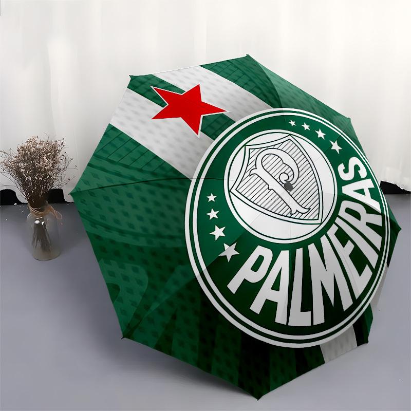 Palmeiras, Badge Automatic Opening and Closing, 8 rib Structure Portable Umbrella, Suitable for Men and Women in All Seasons  Perfect Gift f