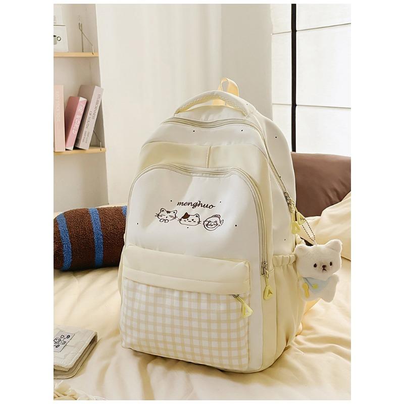 Light and Large-capacity Backpack, New High-value, Fresh and Sweet Plaid Schoolbag for Junior High School Students
