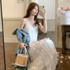 White Dress Women's Summer 2026 New Seaside Vacation Beach Skirt Pure Desire Temperament Sleeveless Suspender Long Skirt