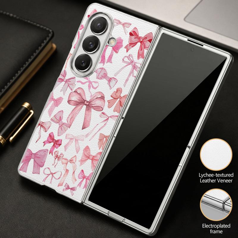 Colorful Bowknots Print Case For Samsung Galaxy Z Flip 8 7 6 5 Z Flip8 Flip7 Flip6 Hybrid 3in1 Plating Leather Skin Folding Phone Cover
