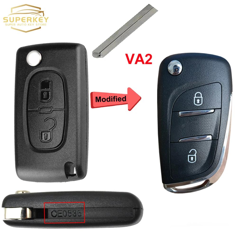 SUPERKEY Aangepaste Afstandsbediening Autosleutel Behuizing Klaphoes Voor Citroen C2 C3 C4 C5 Berlingo Voor Peugeot 207 307 308 407 607 HU83 VA2