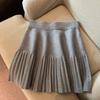 Pleated Knitted A-line Mini Skirt for Women - High Waist, Slimming, Versatile, Petite Fit for Spring & Autumn